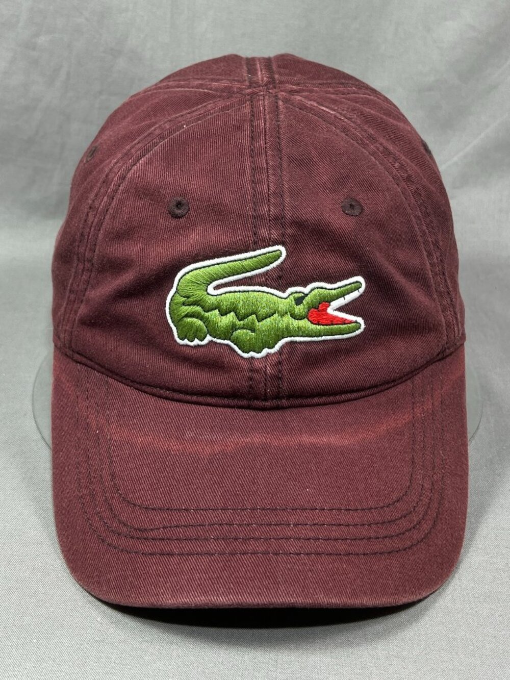 Lacoste Strapback Hat Burgundy Preppy Adjustable Golf Tennis Adjustable Dad Mens
